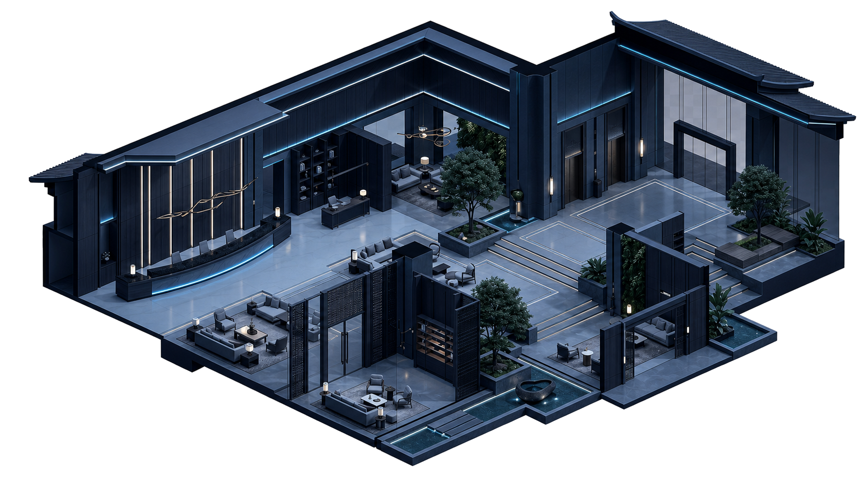 3D hotel scene